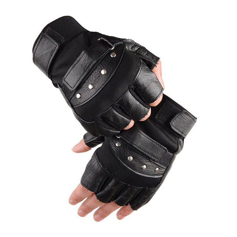 Leather Driving Glove - Gants de fitness demi-doigt en cuir