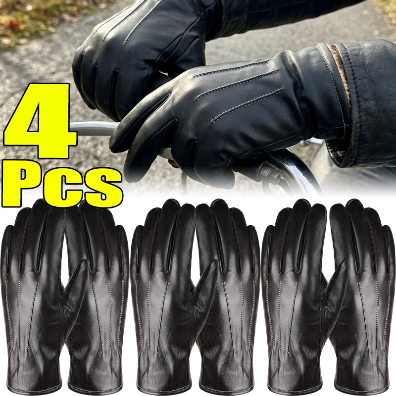 Leather Driving Glove - Gants en cuir PU thermique unisexe,